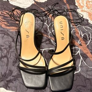 Unisa Elegant Black Strappy Heels